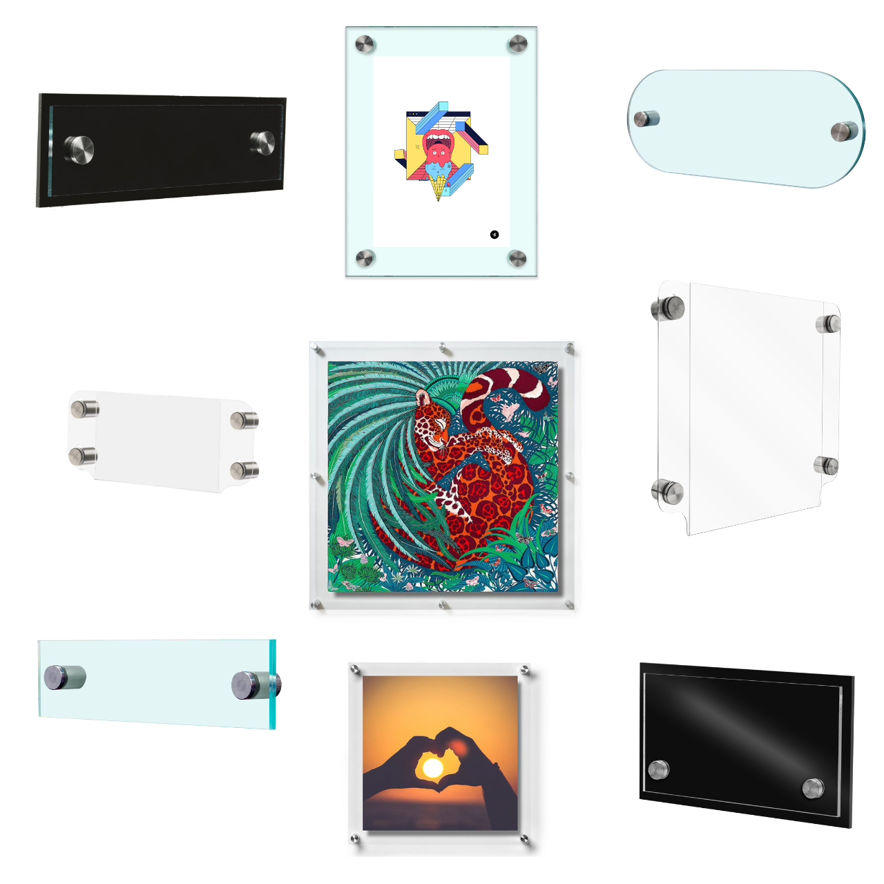 Floating Sign Panel Floating Sign Holders with Standoffs – 321 Plastics