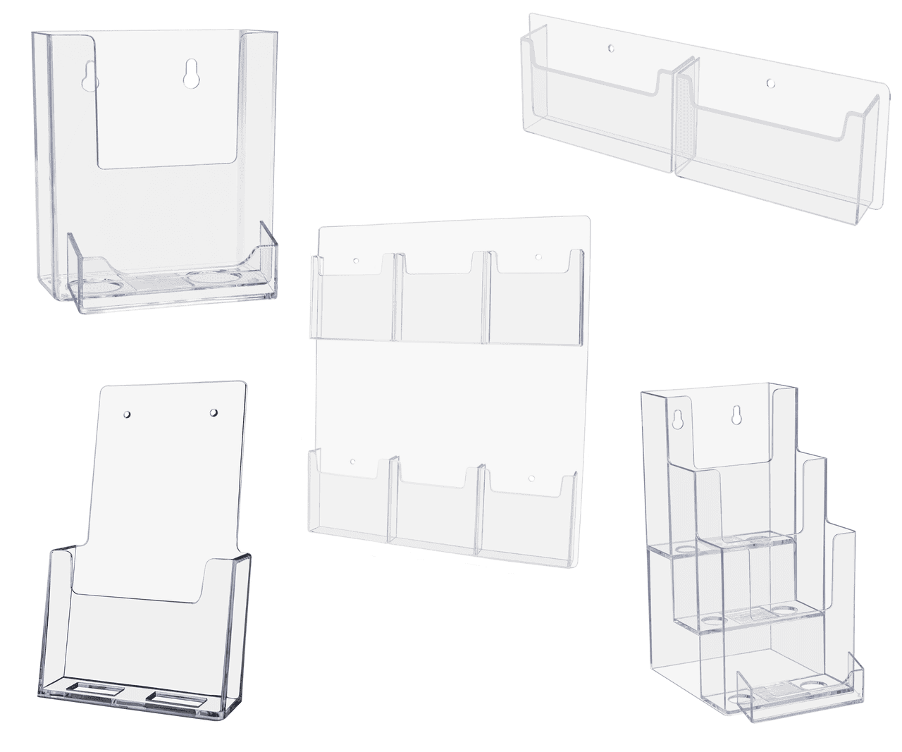 Wall Mount Brochure Holders and Literature Display Racks – 321 Plastics