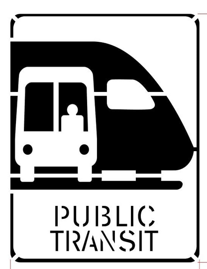 PUBLIC TRANSIT Stencil for Parking Lot and Blacktop Marking