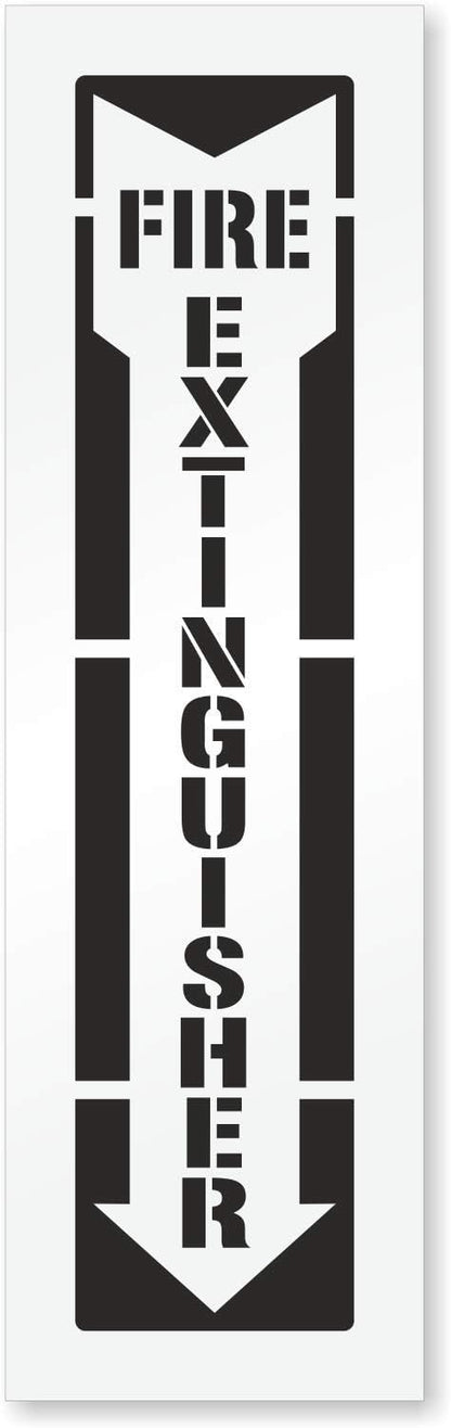 FIRE EXTINGUISHER Stencil with Letters and Arrow