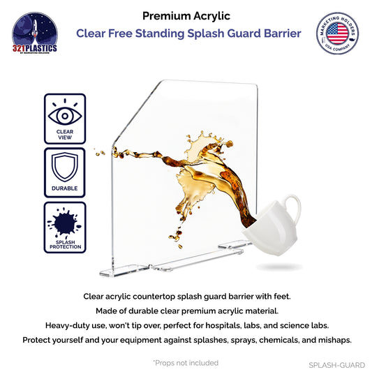 19"W x 14"H Splash Guard with Feet Acrylic Sink Barrier