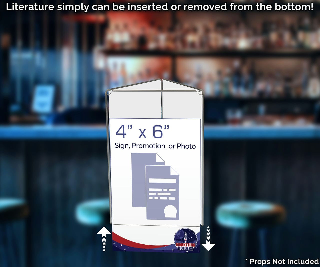 4"W x 6"H 3 Sided Sign Holder Table Tent Display