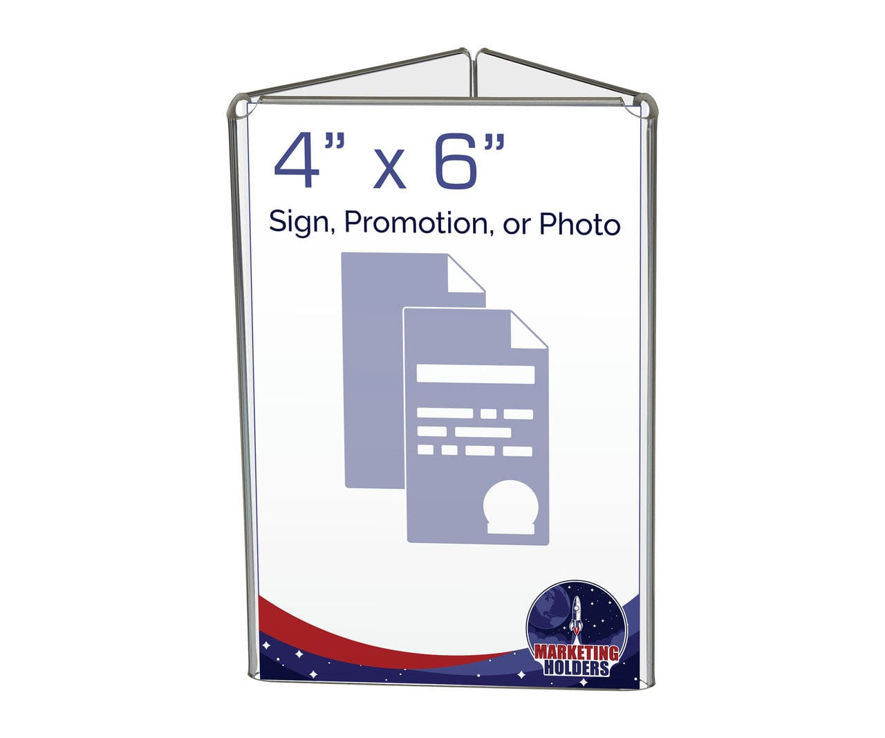 tent holder 4"W x 6"H 3 Sided Sign Holder Table Tent Display