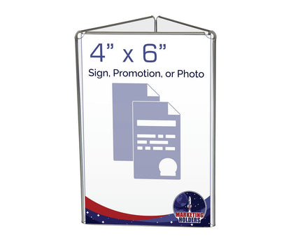 4"W x 6"H 3 Sided Sign Holder Table Tent Display