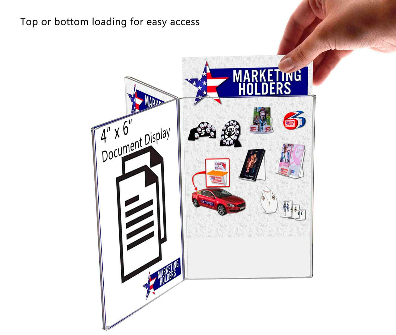 4"W x 6"H 6 Panel Sign Holder Table Tent Display