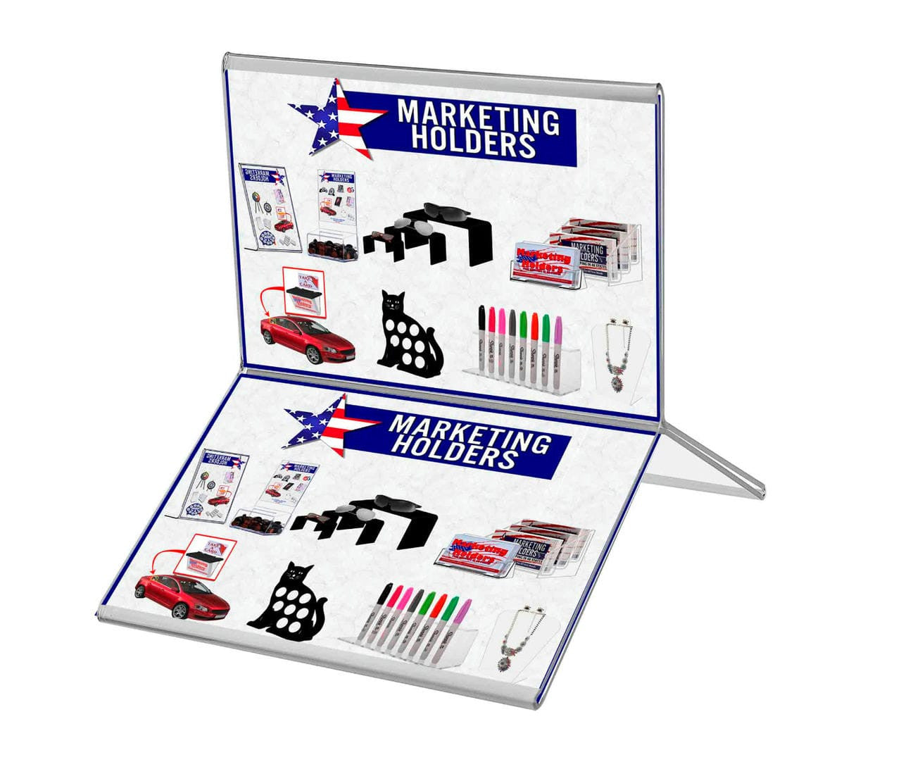 4"W x 6"H 6 Panel Sign Holder Table Tent Display