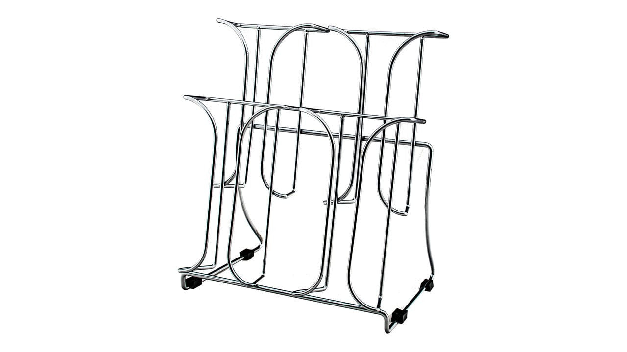 4.25"W Chrome Wire Trifold Brochure 4 Pocket Tiered Display Stand