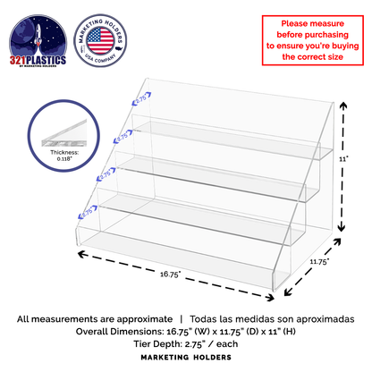 Multi Level Shelf Display 4 Tier Beauty Showcase Countertop Stand