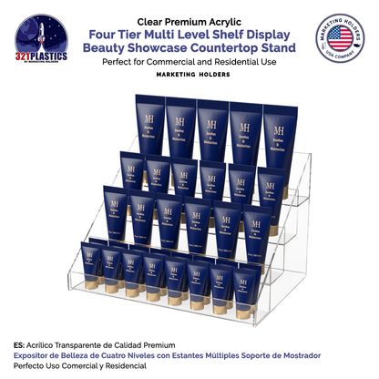 Multi Level Shelf Display 4 Tier Beauty Showcase Countertop Stand