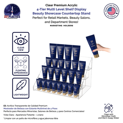 Multi Level Shelf Display 4 Tier Beauty Showcase Countertop Stand