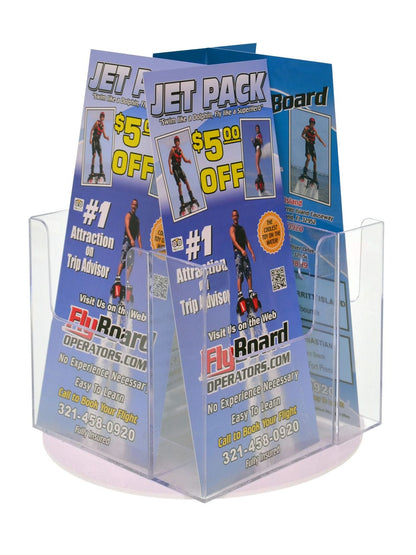 Spinning Brochure Holder with 4 Pockets for 4"W Trifolds