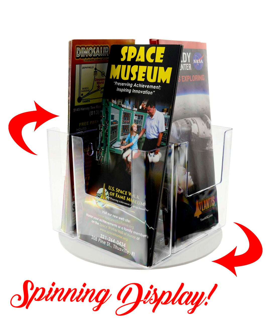 Spinning Brochure Holder with 4 Pockets for 4"W Trifolds