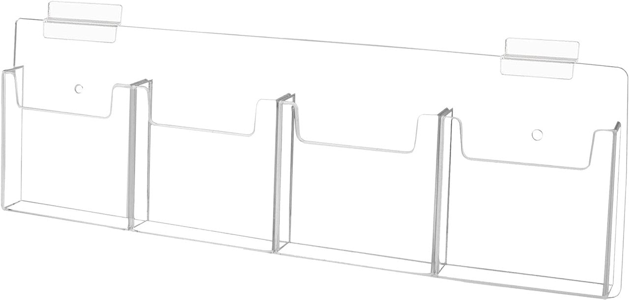 Slatwall 4"W Trifold Brochure Holder 4 Slot Display