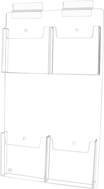 Slatwall 4"W Trifold Brochure Holder 4 Pocket Display