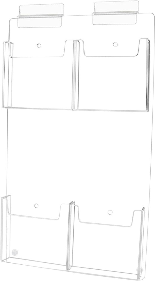 Slatwall 4"W Trifold Brochure Holder 4 Pocket Display
