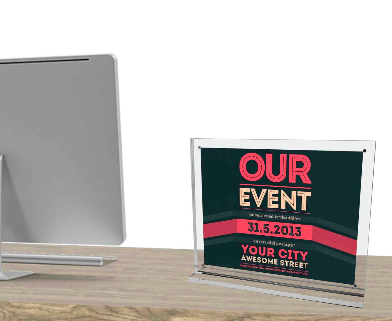 11"W x 8.5"H Sign Display with Base Photo Holder Thick Acrylic