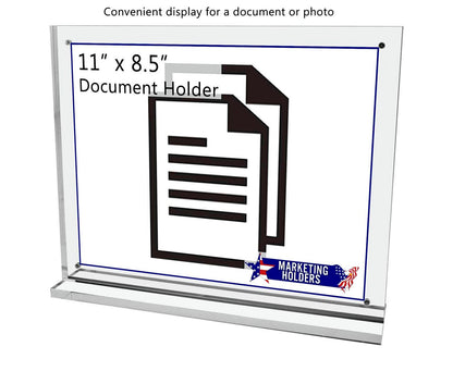 11"W x 8.5"H Sign Display with Base Photo Holder Thick Acrylic