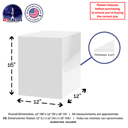 12" x 12" x 16" Acrylic Retail Display Box