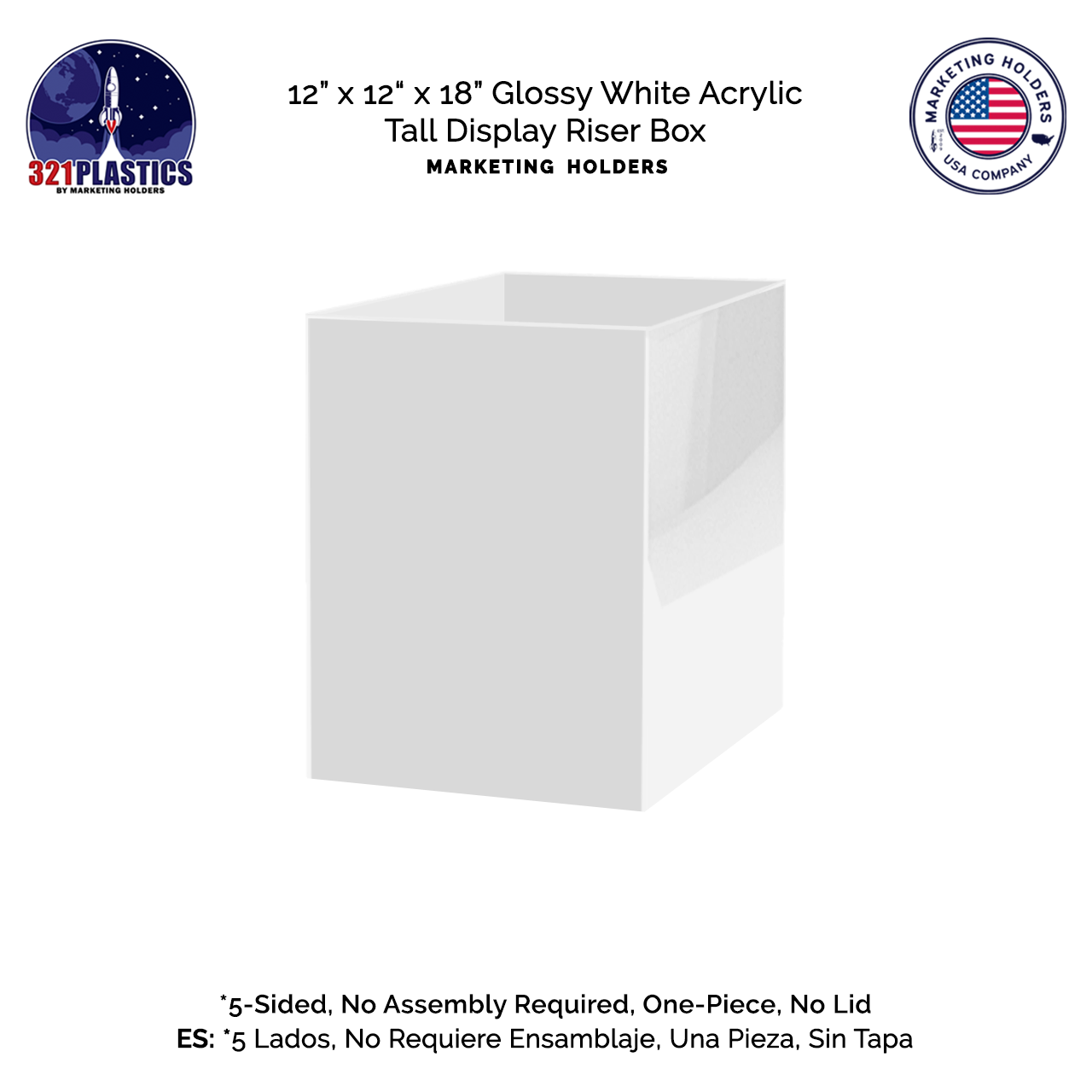 12" x 12" x 18" Tall Acrylic Retail Display Box