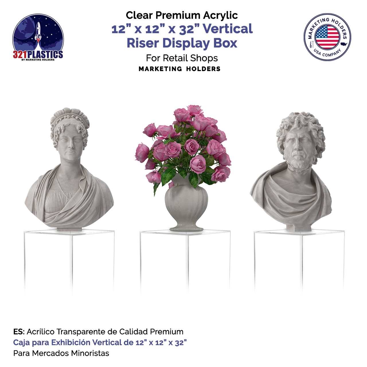 12" x 12" x 32" Tall Acrylic Retail Display Box