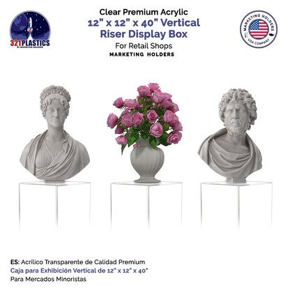 12" x 12" x 40" Rectangular Acrylic Retail Display Box