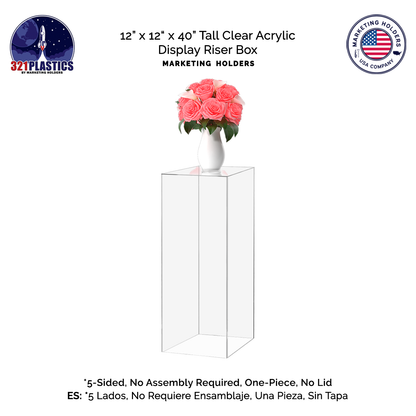 12" x 12" x 40" Rectangular Acrylic Retail Display Box