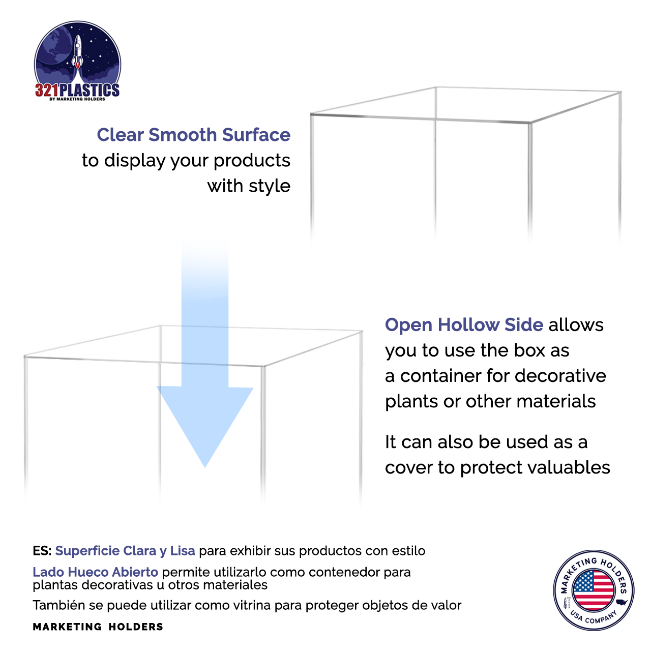 12" x 12" x 40" Rectangular Acrylic Retail Display Box