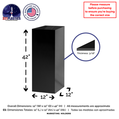 12" x 12" x 42" Tall Acrylic Retail Display Box