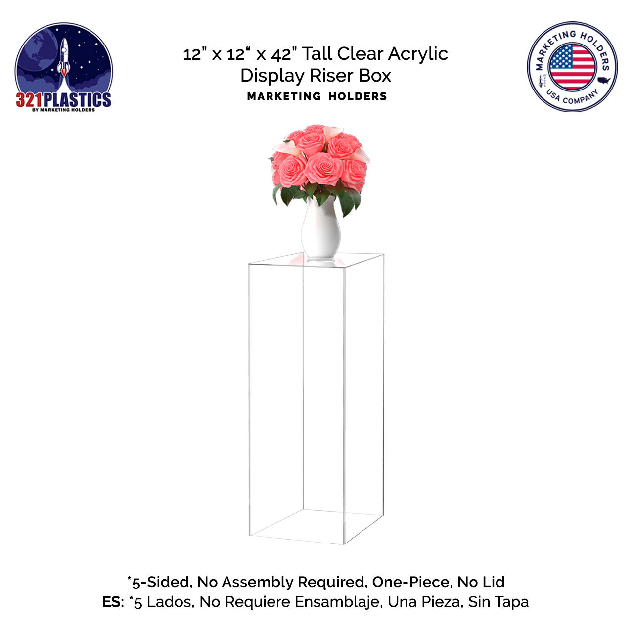 12" x 12" x 42" Tall Acrylic Retail Display Box