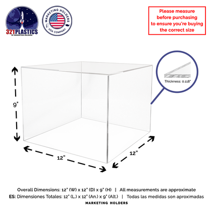 12" x 12" x 9" Acrylic Retail Display Box
