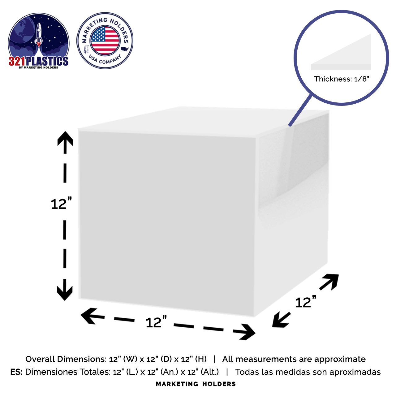 12" Square Acrylic Retail Display Box
