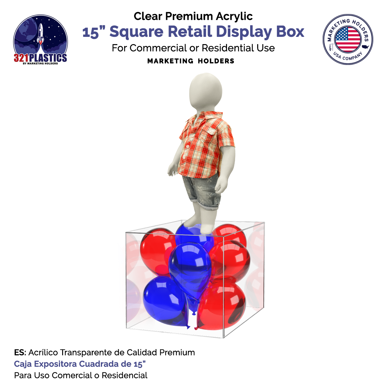 15" Square Acrylic Retail Display Box