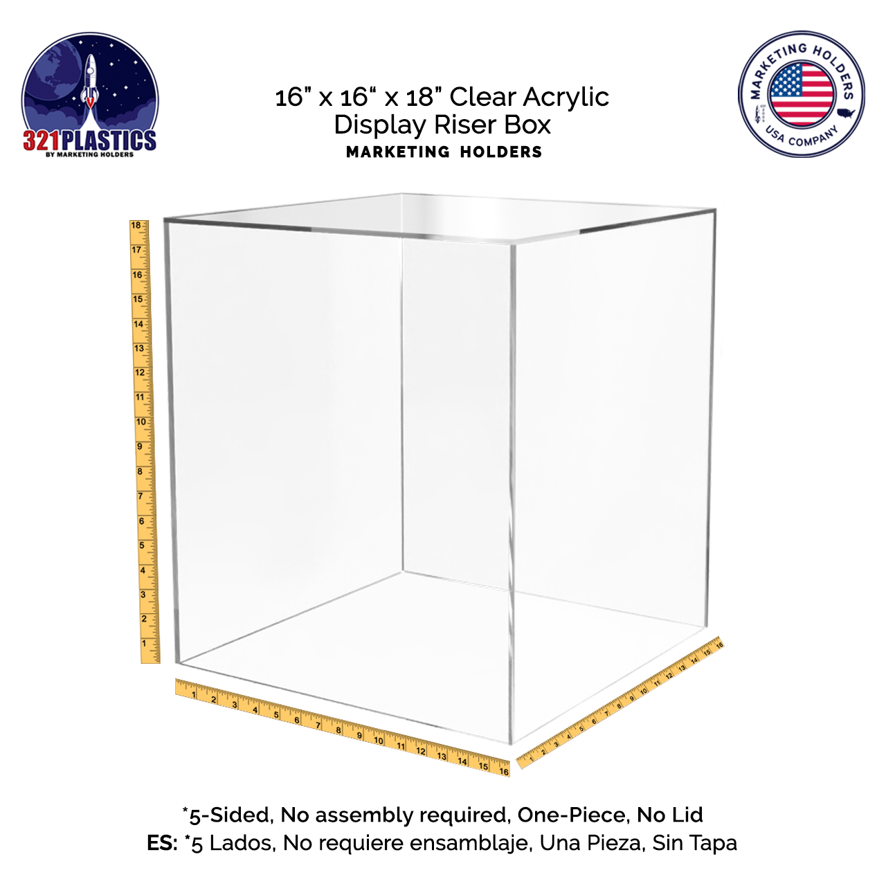 16" x 16" x 18" Tall Clear Acrylic Retail Display Box
