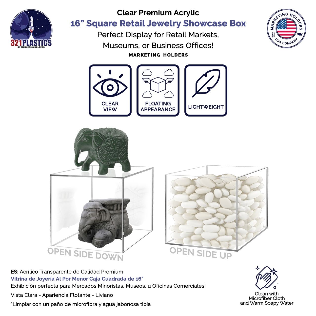 16" Square Clear Acrylic Retail Display Box