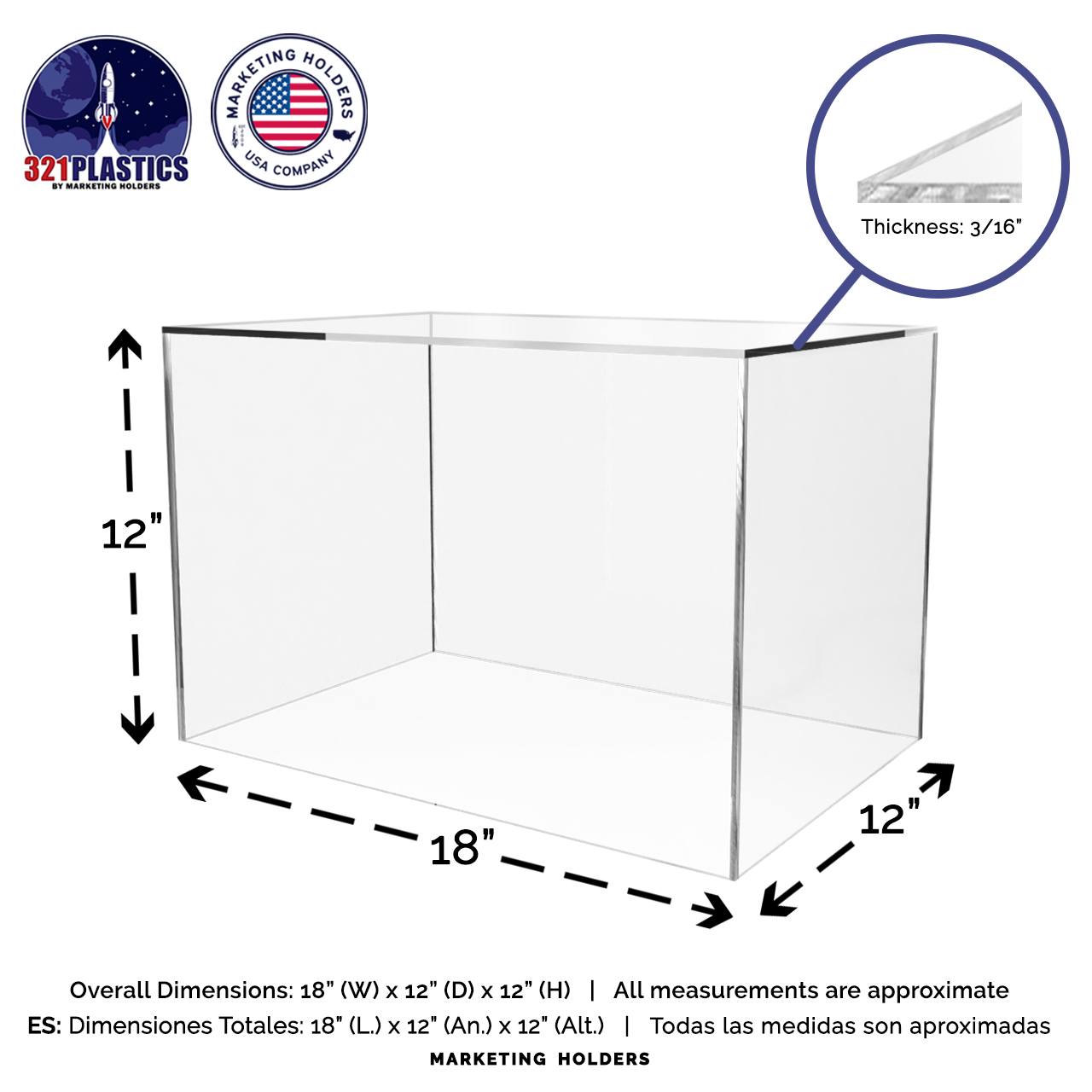 18" x 12" x 12" Clear Acrylic Retail Display Box