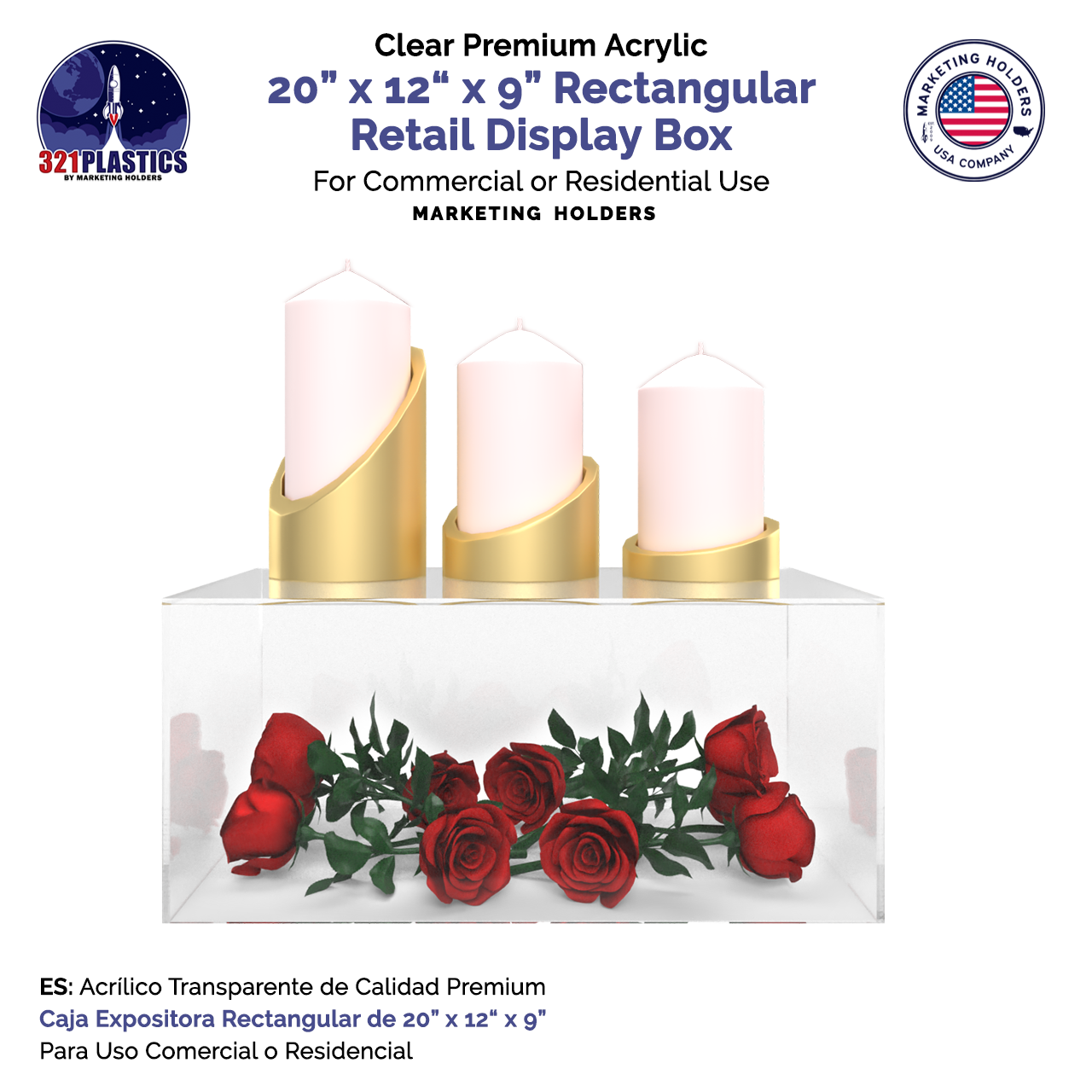 20" x 12" x 9" Clear Acrylic Rectangular Retail Display Box