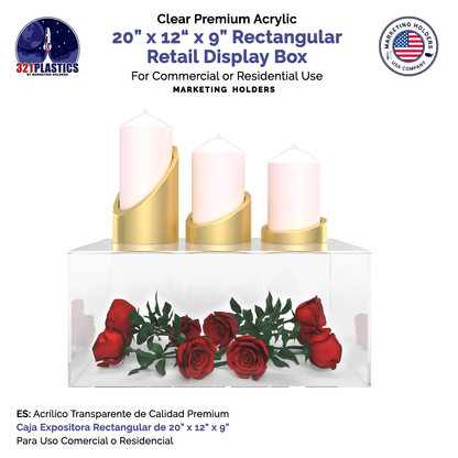 20" x 12" x 9" Clear Acrylic Rectangular Retail Display Box
