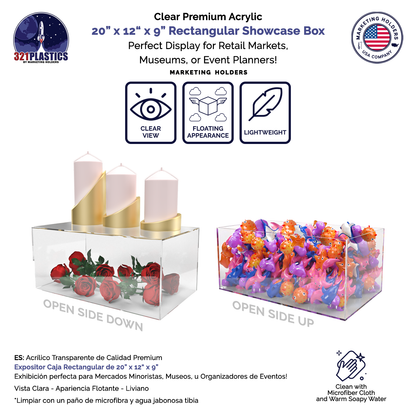 20" x 12" x 9" Clear Acrylic Rectangular Retail Display Box