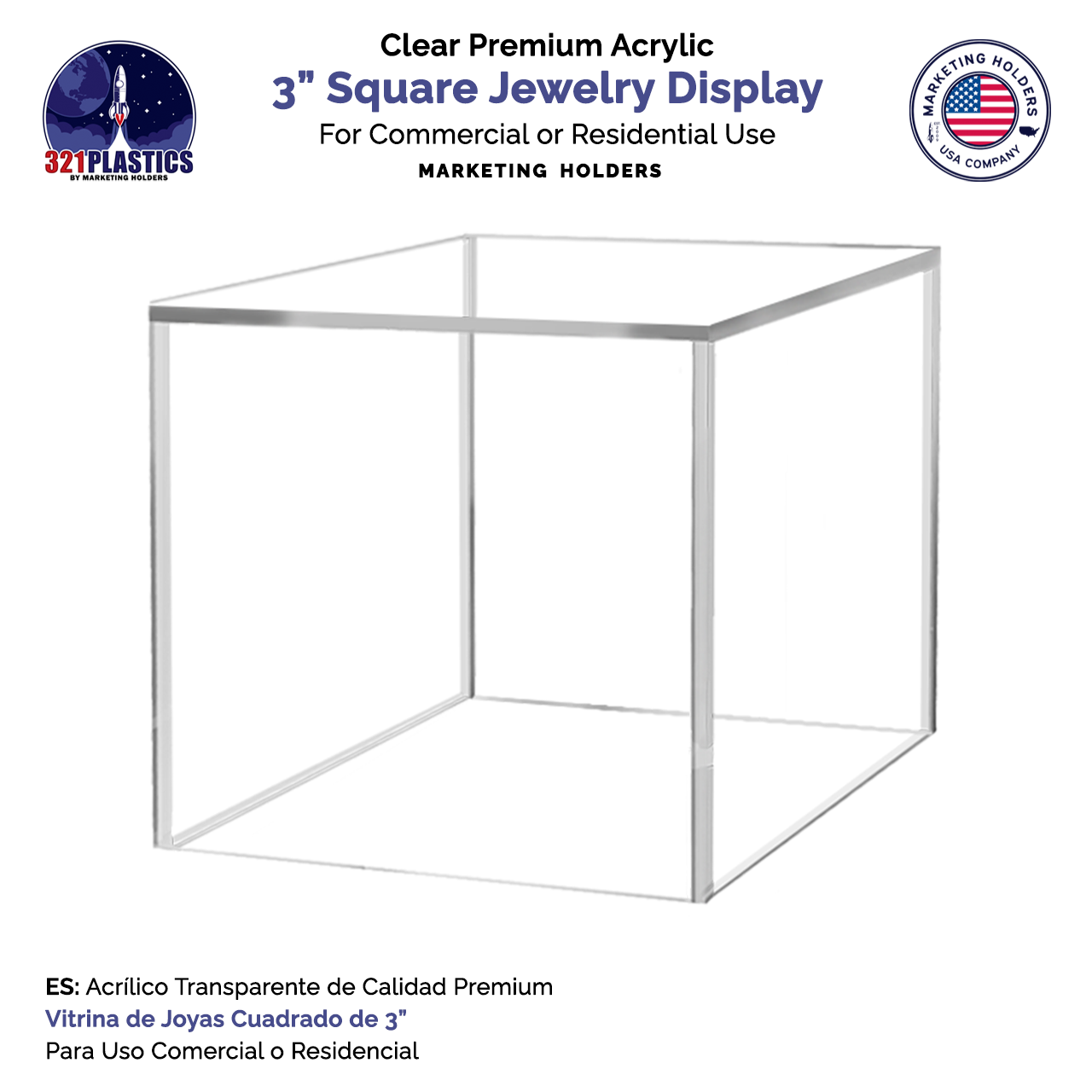 3" Square Acrylic Retail Jewelry Display Box
