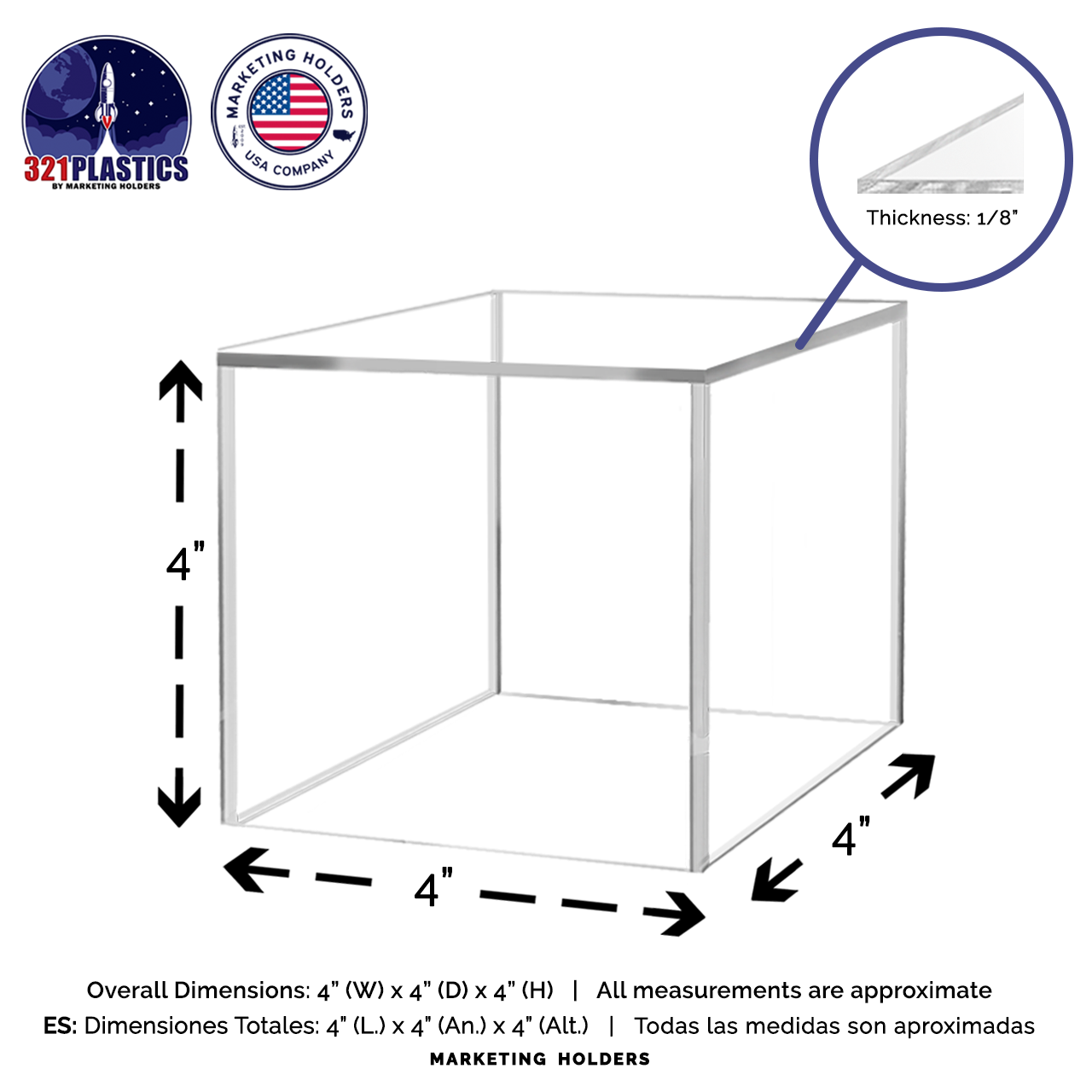 4" Square Acrylic Retail Display Box