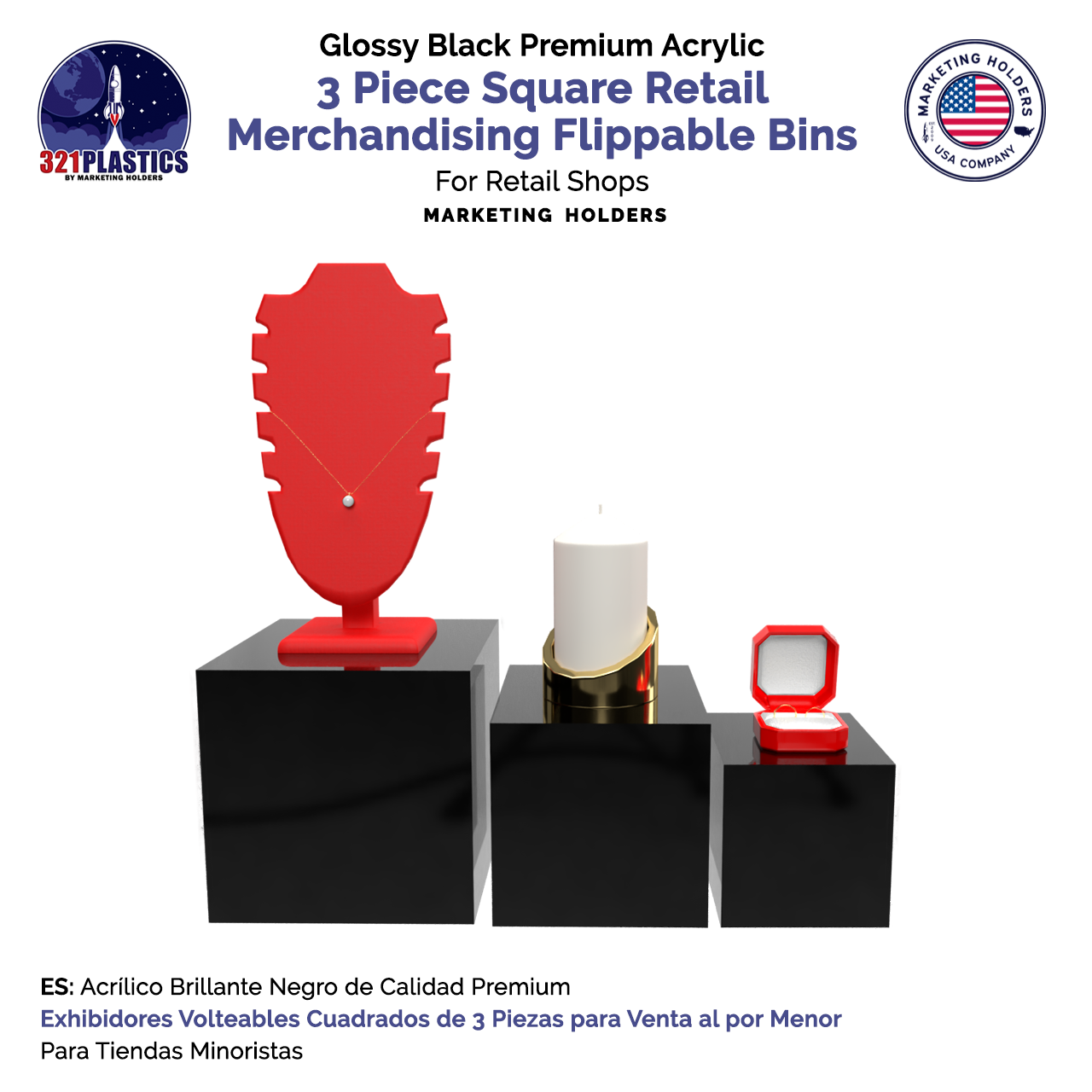 Retail Display Boxes 3 Piece Product Pedestals or Bins