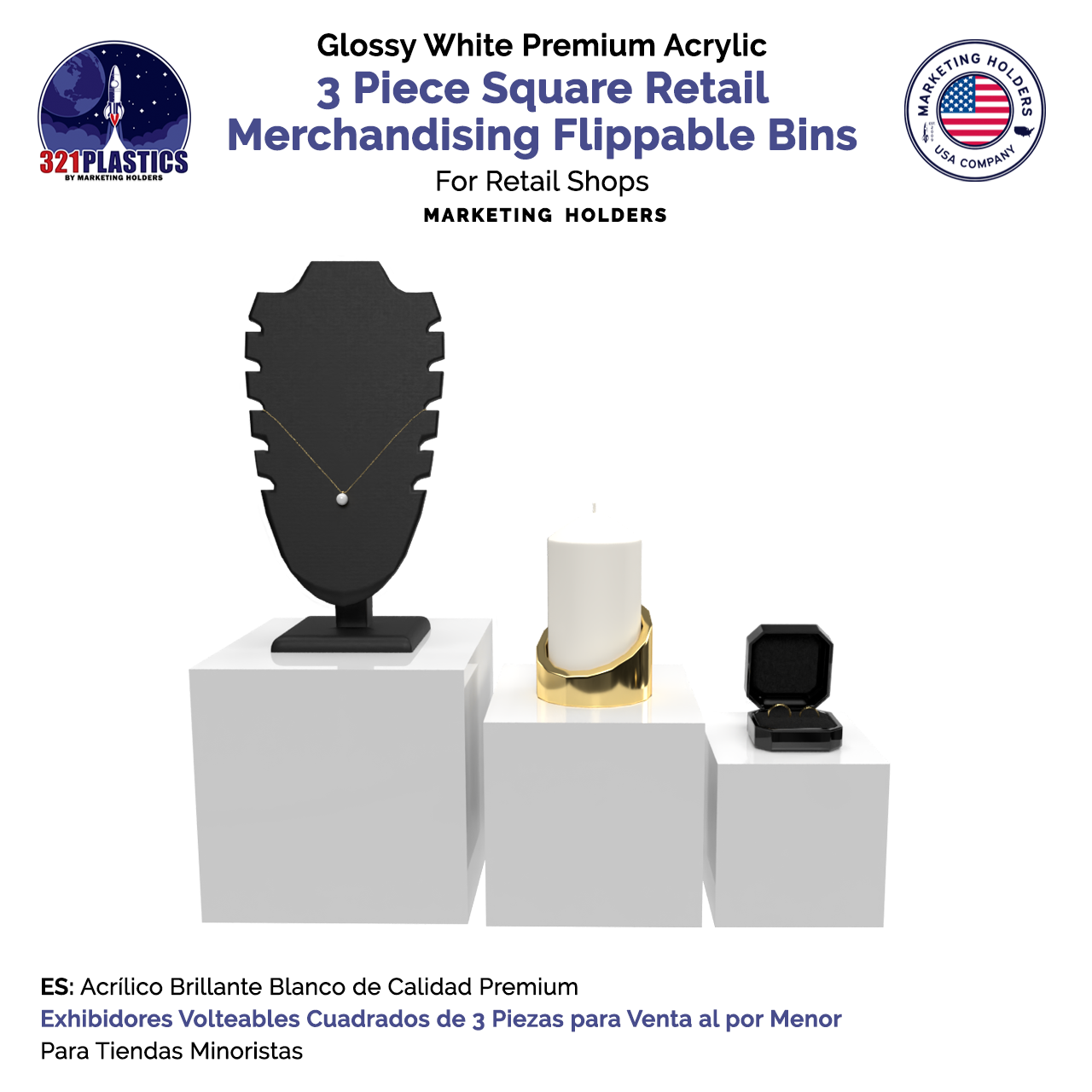 Retail Display Boxes 3 Piece Product Pedestals or Bins