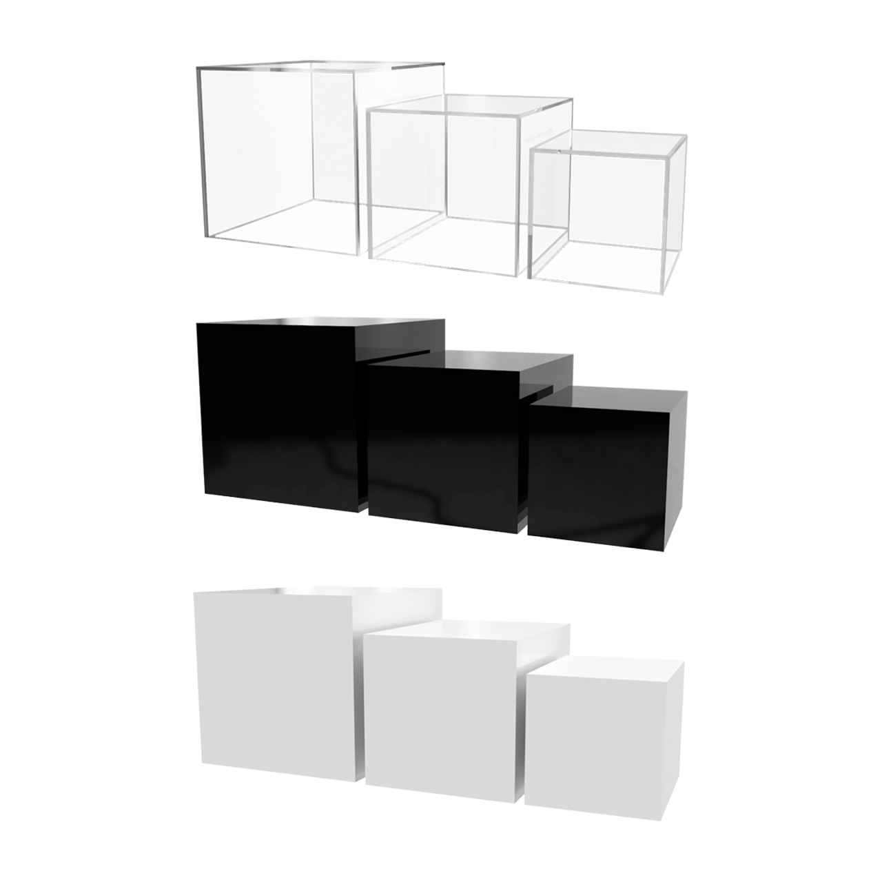 Retail Display Boxes 3 Piece Product Pedestals or Bins