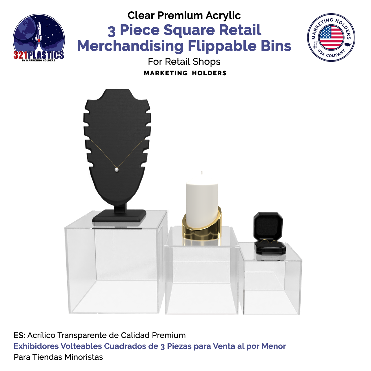 Retail Display Boxes 3 Piece Product Pedestals or Bins