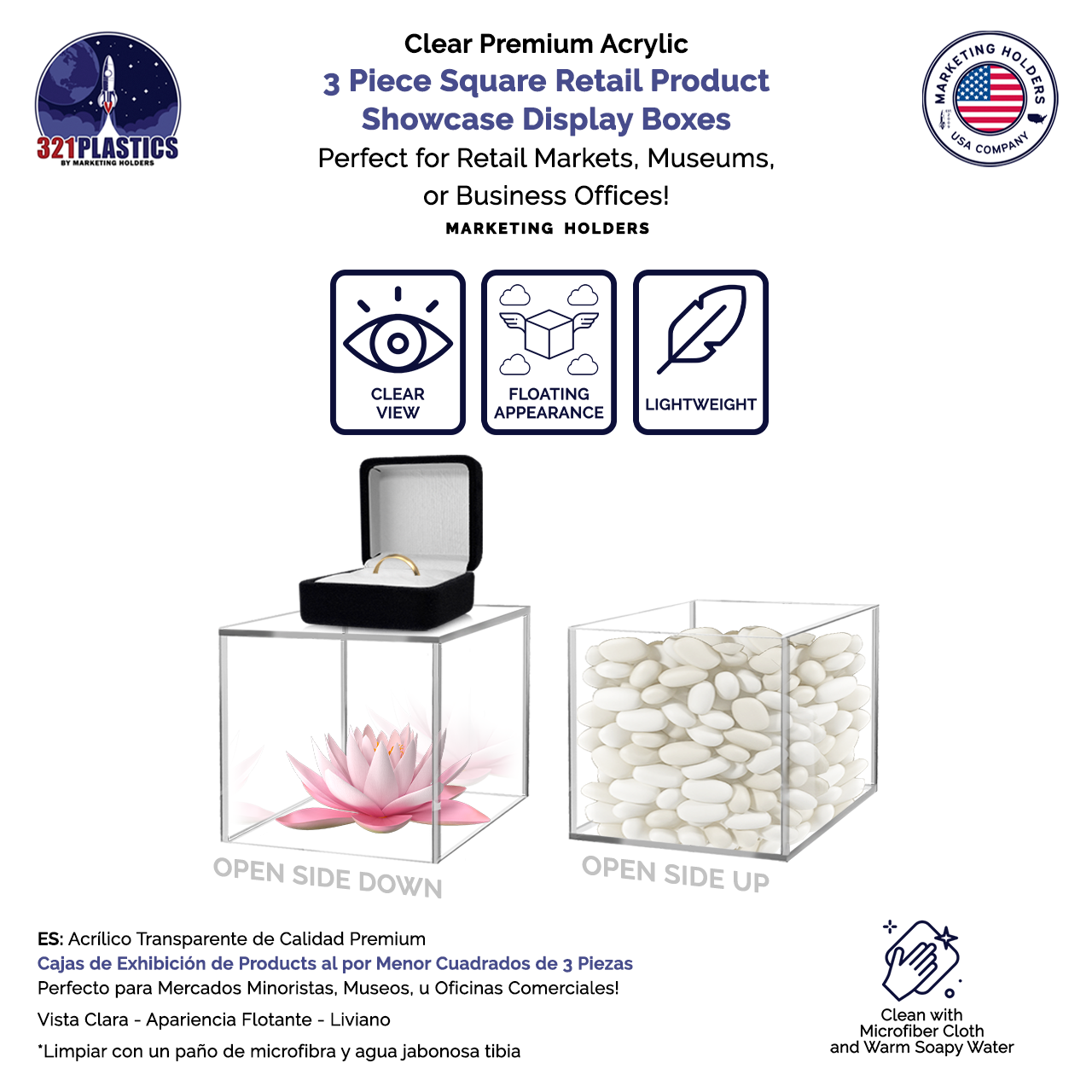 Retail Display Boxes 3 Piece Product Pedestals or Bins