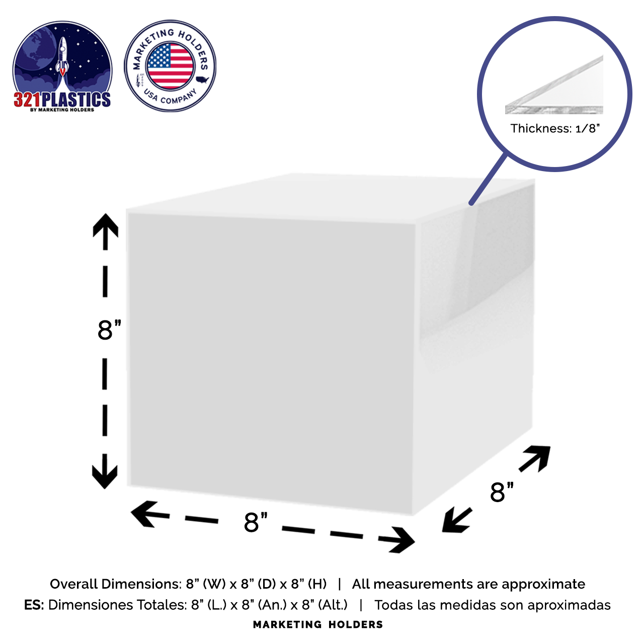 8" Square Acrylic Retail Display Box