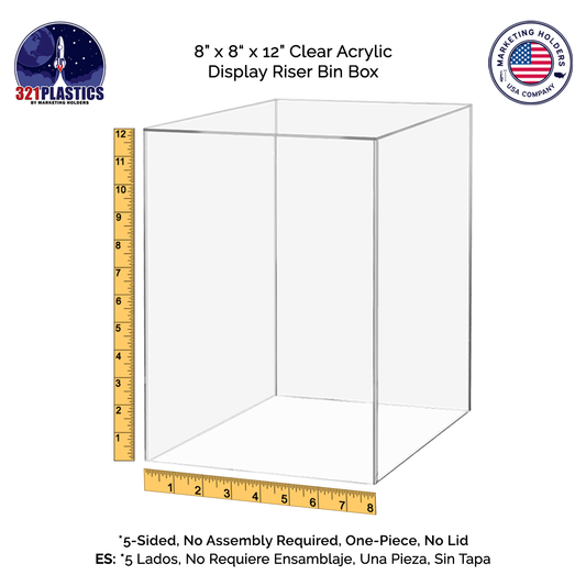 8" x 8" x 12" Rectangular Clear Acrylic Retail Display Box