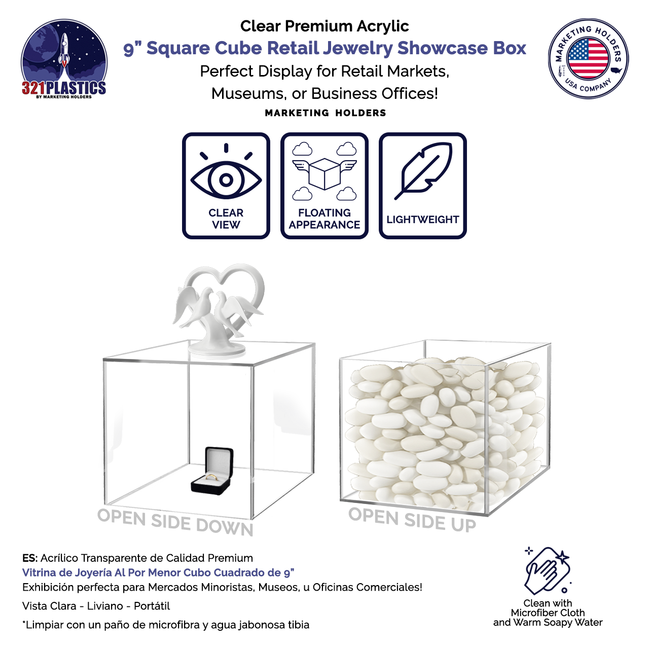 9" Square Acrylic Retail Display Box