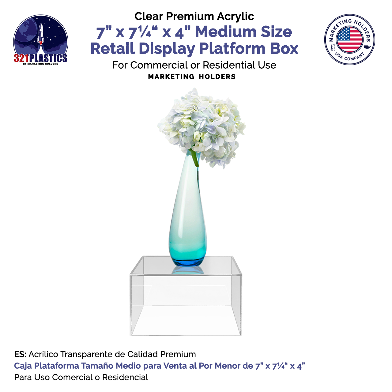 7" x 4" Square Acrylic Display Box