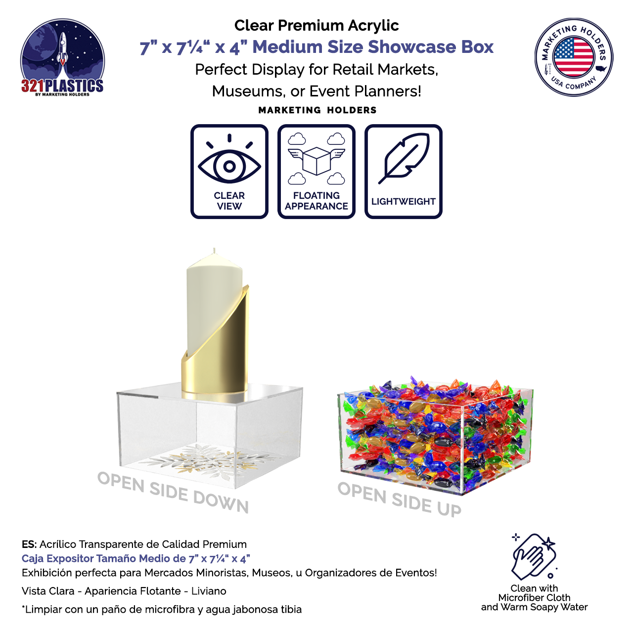 7" x 4" Square Acrylic Display Box